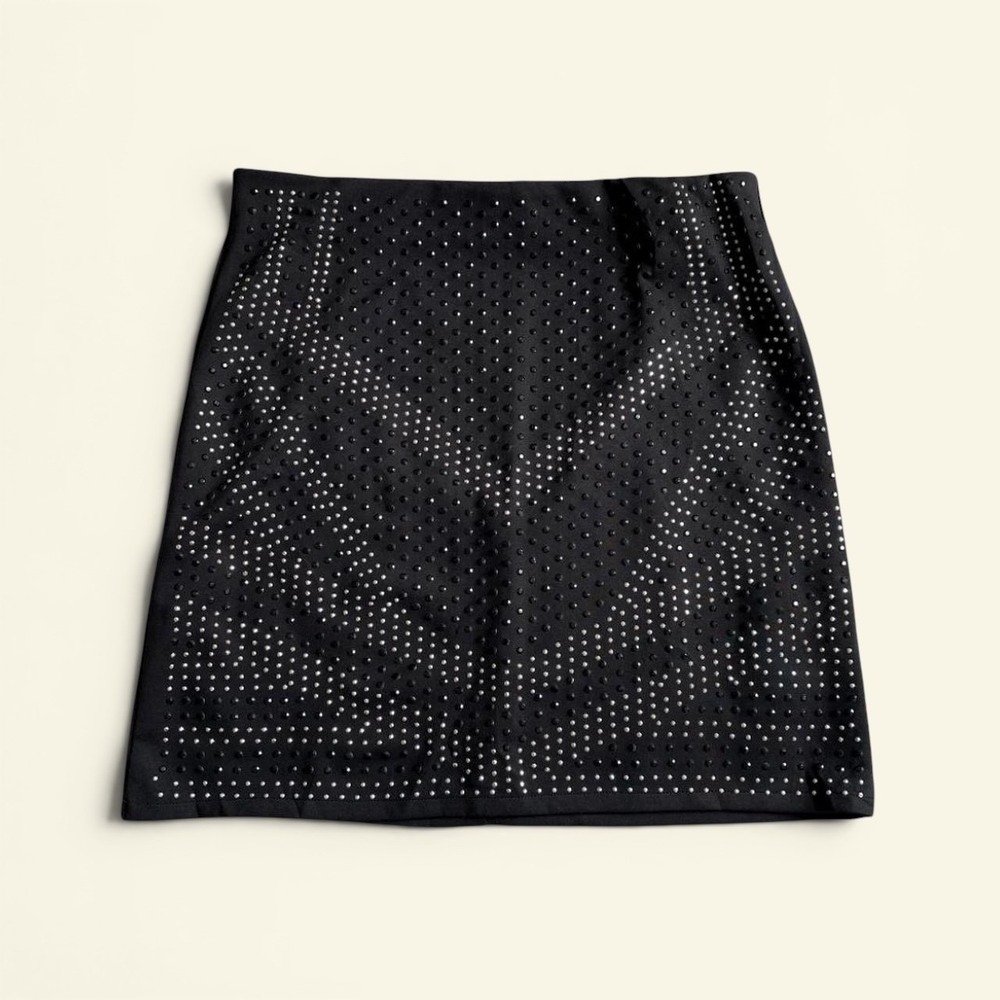 House Vintage Y2K Black Studded Mini Skirt Geometric Rhinestone Grunge Women's M